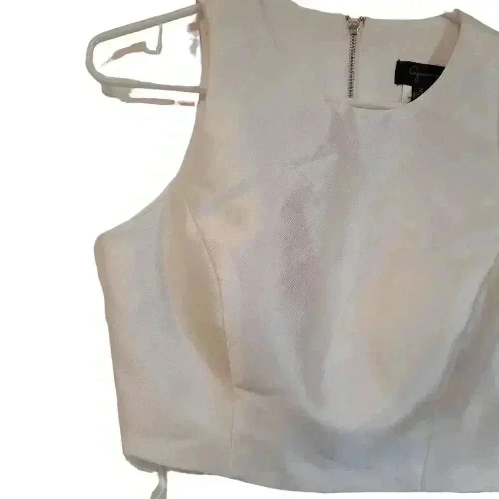 Aqua Women's White Polyester Lined Sleeveless Cropped Top NEW - Picture 3 of 10